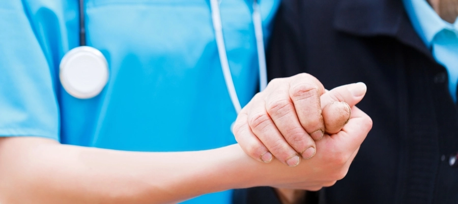profesional salud de la mano con usuario